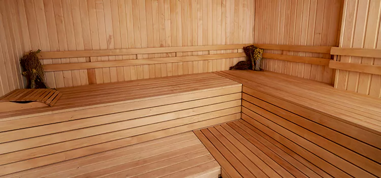 Spruce Wood Sauna Interior Construction in Thorold, Ontario